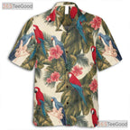 Tropical Parrot Hibiscus Floral Aloha Hawaiian Tee Unisex Summer Vacation Outfit