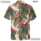 Tropical Parrot Hibiscus Floral Aloha Hawaiian Tee Unisex Summer Vacation Outfit