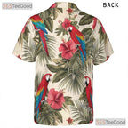 Tropical Parrot Hibiscus Floral Hawaiian Shirt Men Women Summer Vacation Outfit