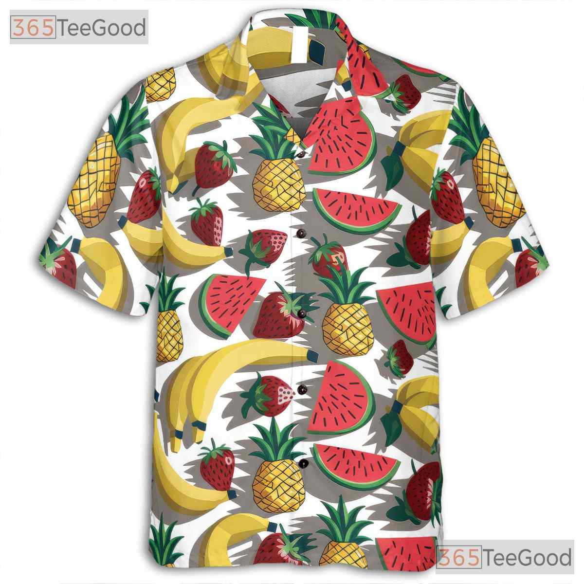 Tropical Pineapple Banana Watermelon Aloha Hawaiian Tee Men Women Vacation Top