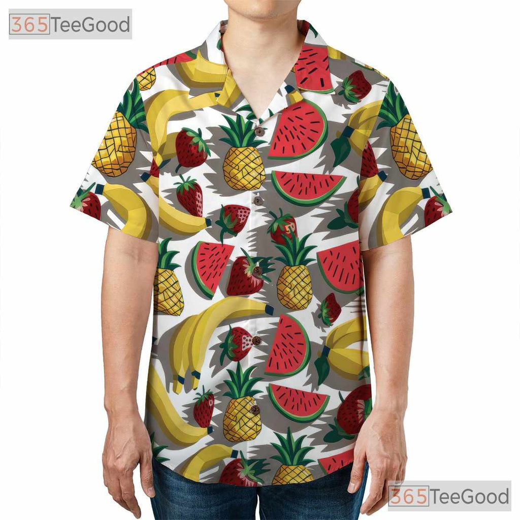 Tropical Pineapple Banana Watermelon Aloha Hawaiian Tee Men Women Vacation Top