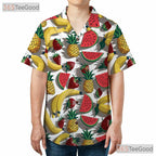 Tropical Pineapple Banana Watermelon Aloha Hawaiian Tee Men Women Vacation Top