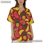 Tropical Pineapple Banana Watermelon Fruit Hawaiian Tee Unisex Summer Outfit