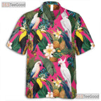 Tropical Pink Birds Pineapples Floral Design Hawaiian Tee Men Women Outfit
