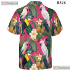 Tropical Pink Birds Pineapples Floral Design Hawaiian Tee Men Women Outfit