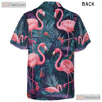 Tropical Pink Flamingo Aloha Beach Hawaiian Shirt for Men Women Summer Vacation