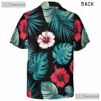 Tropical Red Hibiscus Floral Summer Beachwear Hawaiian Tee Men Women Outfit