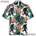Tropical Sasquatch Hawaiian Shirt - Unisex Jungle Theme Floral Print Tee