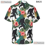 Tropical Sasquatch Hawaiian Shirt - Unisex Jungle Theme Floral Print Tee