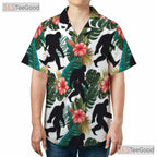 Tropical Sasquatch Hawaiian Shirt - Unisex Jungle Theme Floral Print Tee