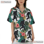 Tropical Sasquatch Hawaiian Shirt - Unisex Jungle Theme Floral Print Tee