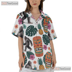 Tropical Sasquatch Tiki Hawaiian Shirt- Unisex Bigfoot Luau Party Aloha Print