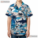 Tropical Shark Attack Surf Hawaiian Shirt Men Women, Summer Beach Aloha Top