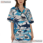 Tropical Shark Attack Surf Hawaiian Shirt Men Women, Summer Beach Aloha Top