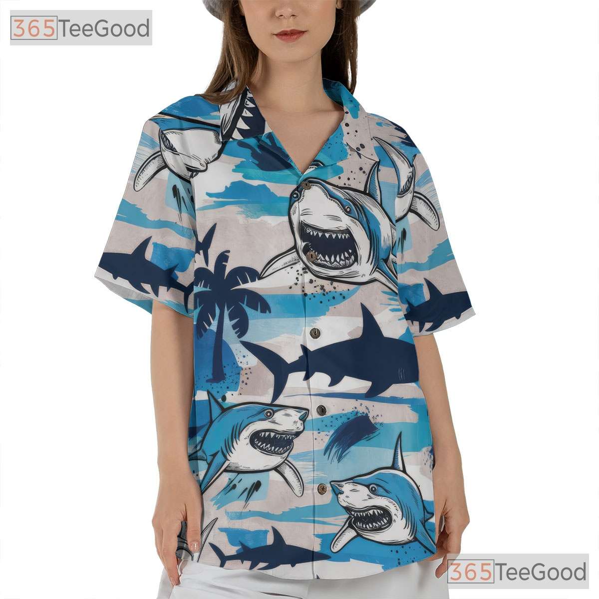 Tropical Shark Attack Surf Hawaiian Shirt Men Women, Summer Beach Aloha Top