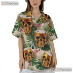 Tropical Skull Beer Mug Party Hawaiian Shirt Men Women Aloha Summer Outfit