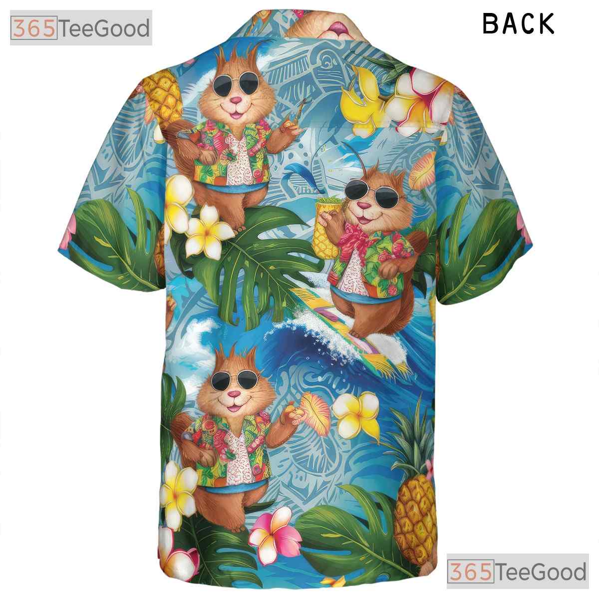 Tropical Squirrel Pineapple Surf Hawaiian Shirt for Men Women Beach Vibes