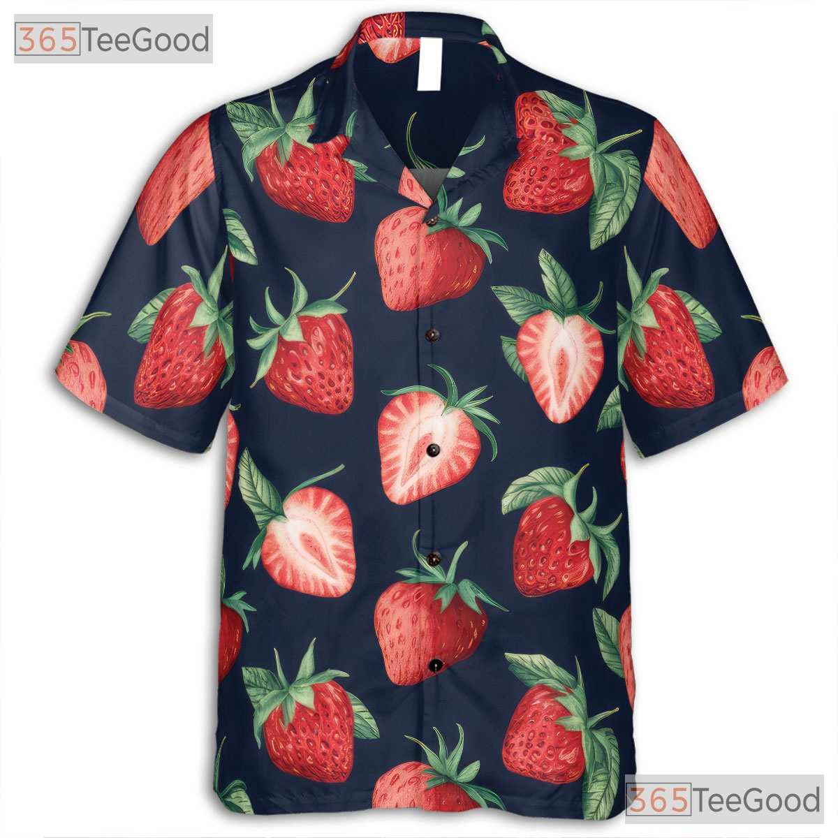 Tropical Strawberry Print Retro Hawaiian Tee Unisex Aloha Beach Vacation