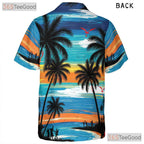 Tropical Sunset Hawaiian Shirt - Men's Luau Palm Tree Beach Aloha Outfit