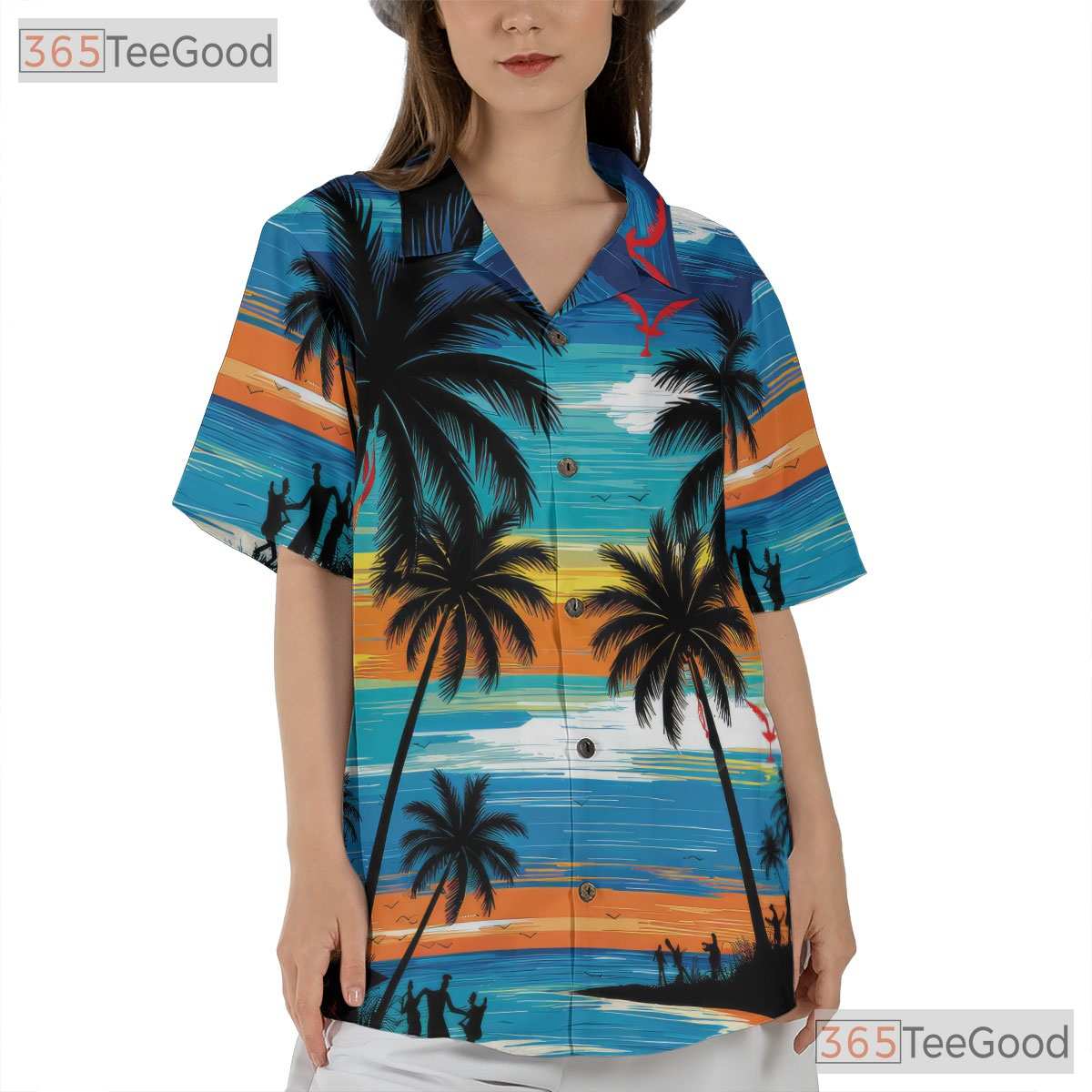 Tropical Sunset Hawaiian Shirt - Men's Luau Palm Tree Beach Aloha Outfit