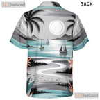 Tropical Sunset Ocean Hawaiian Tee- Unisex Watercolor Beach Floral Print Top