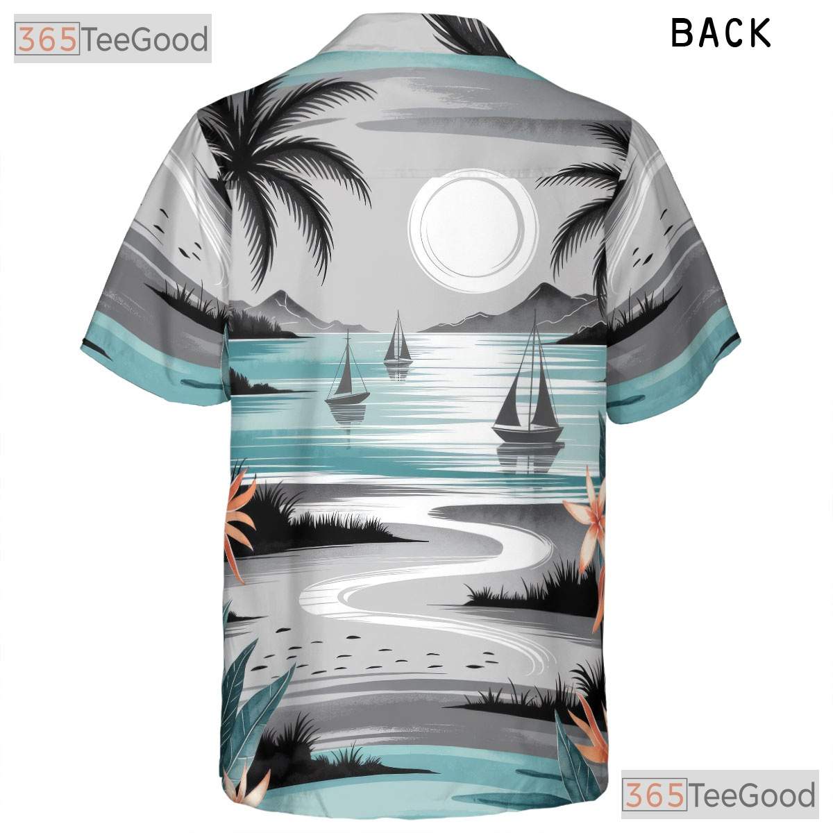 Tropical Sunset Ocean Hawaiian Tee- Unisex Watercolor Beach Floral Print Top