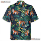 Tropical Tiger Palm Leaf Jungle Animal Hawaiian Tee Unisex Summer Beach Outfit