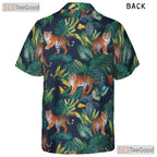 Tropical Tiger Palm Leaf Jungle Animal Hawaiian Tee Unisex Summer Beach Outfit
