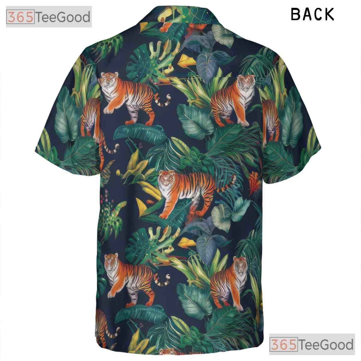Tropical Tiger Palm Leaf Jungle Animal Hawaiian Tee Unisex Summer Beach Outfit