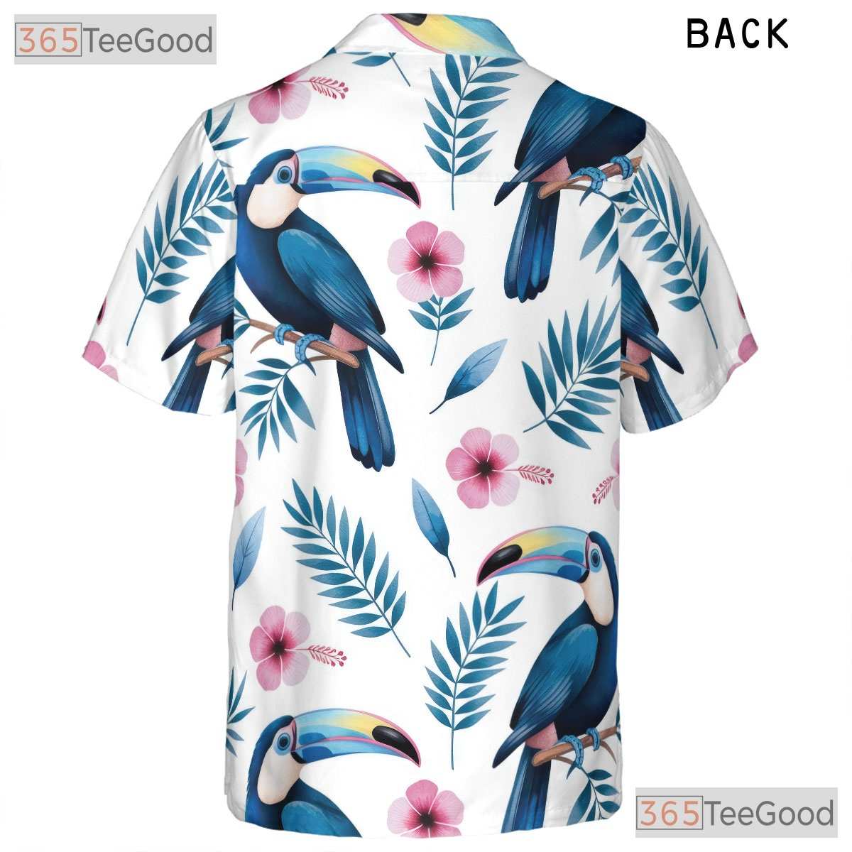 Tropical Toucan Bird Hawaiian Shirt- Unisex Watercolor Floral Vacation Tee
