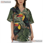 Tropical Toucan Jungle Bird Print Hawaiian Shirt Unisex Summer Beach Outfit