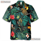 Tropical Toucan Jungle Palm Leaf Beach Aloha Hawaiian Tee Unisex Vacation