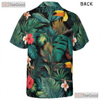 Tropical Toucan Jungle Palm Leaf Beach Aloha Hawaiian Tee Unisex Vacation