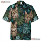 Tropical Vibes Aloha Feel Tabby Cats Hawaiian Shirt Men Women Vacation Top