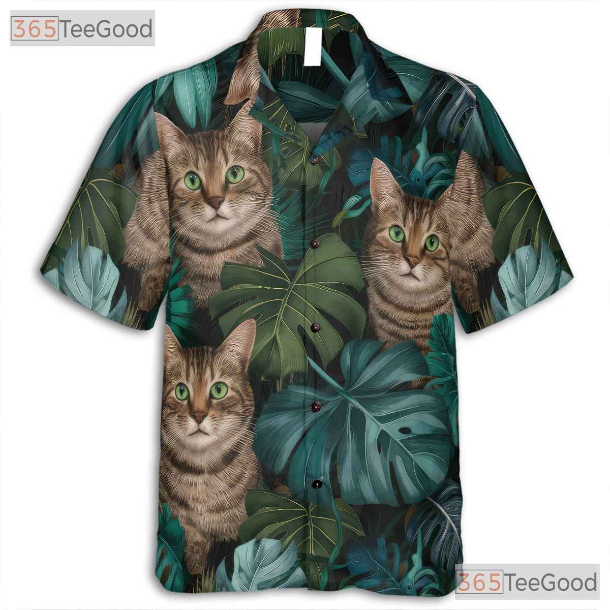 Tropical Vibes Aloha Feel Tabby Cats Hawaiian Shirt Men Women Vacation Top