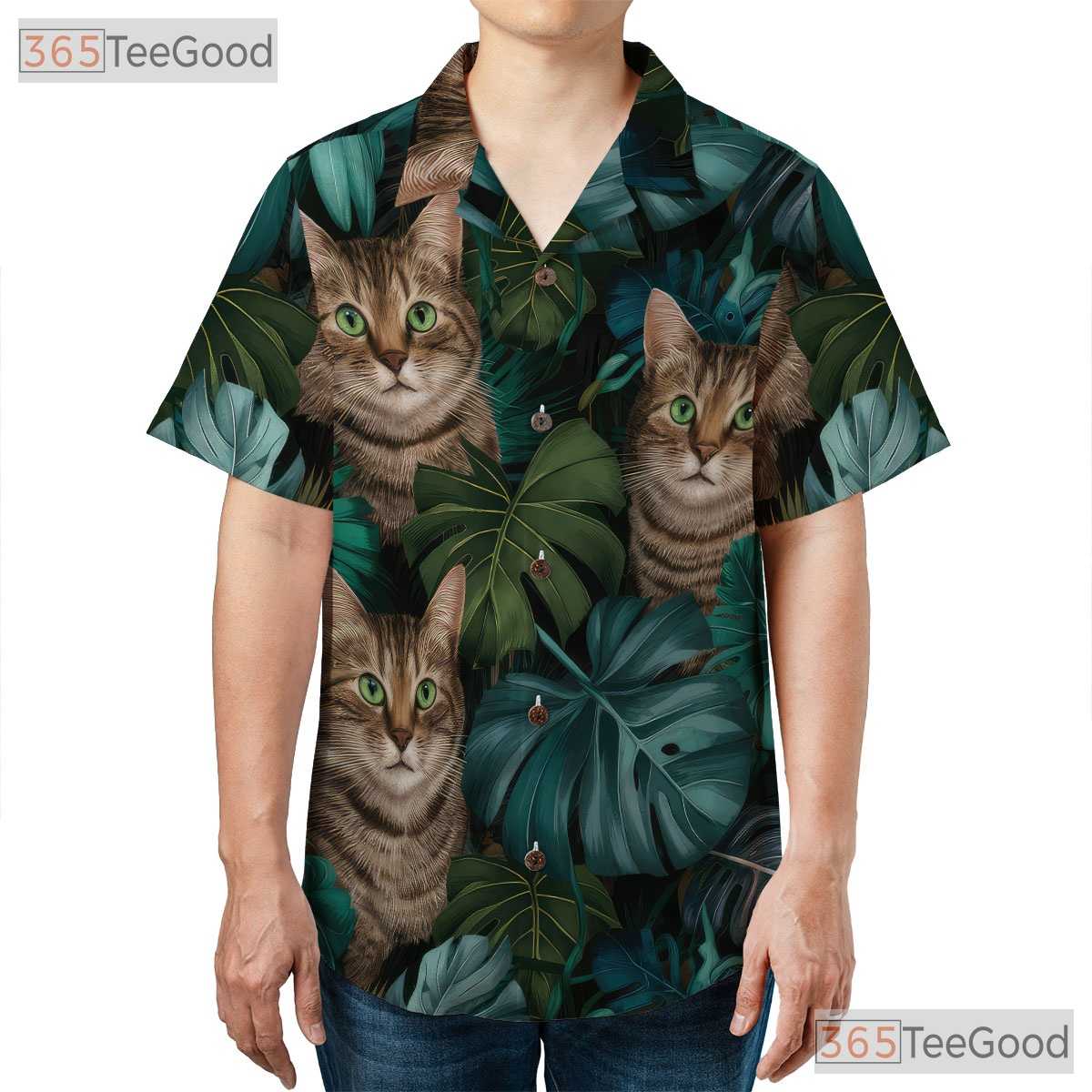 Tropical Vibes Aloha Feel Tabby Cats Hawaiian Shirt Men Women Vacation Top