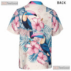 Tropical Watercolor Toucan Floral Hawaiian Tee Men Women Summer Vacation Outfit
