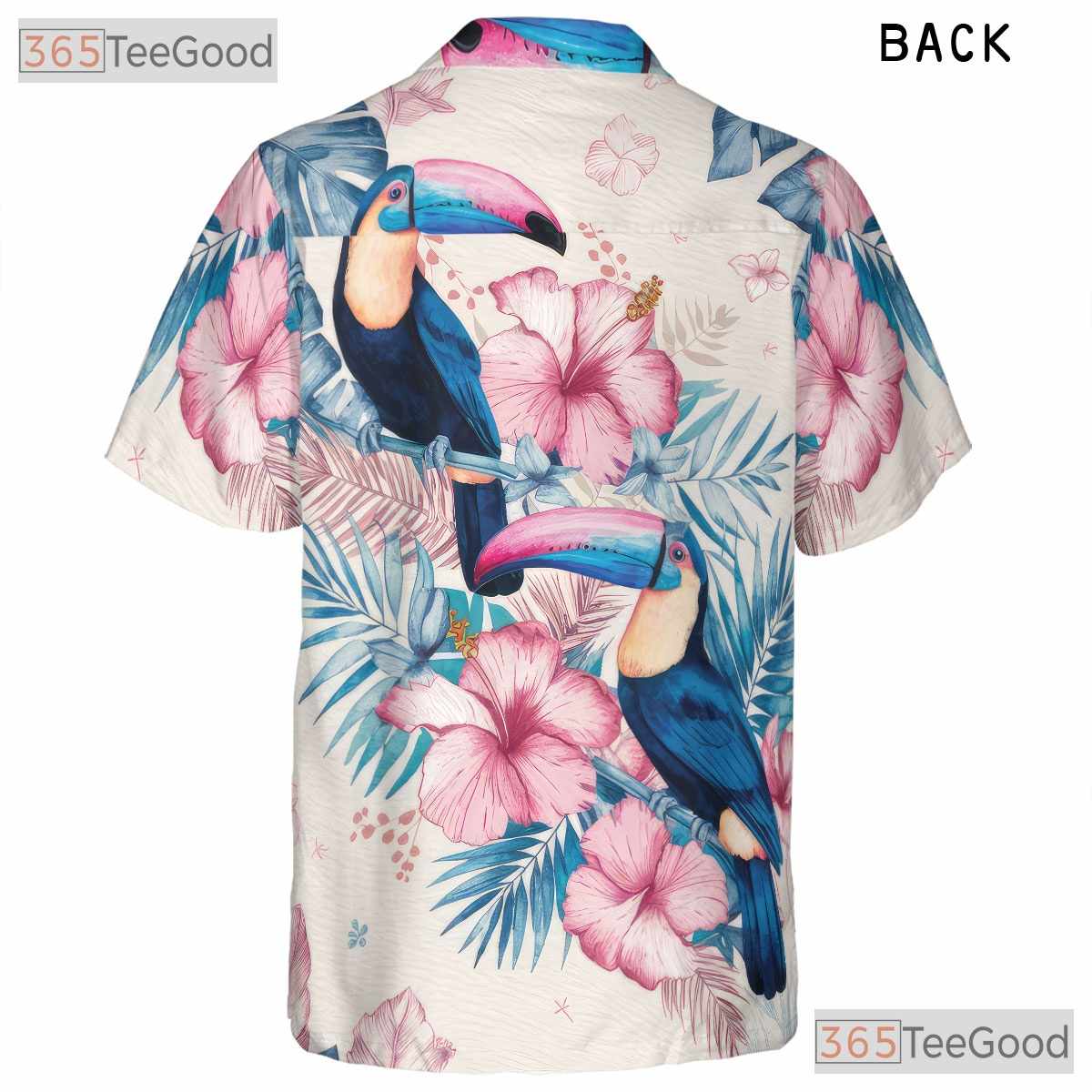 Tropical Watercolor Toucan Floral Hawaiian Tee Men Women Summer Vacation Outfit