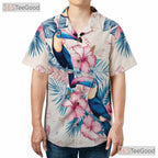 Tropical Watercolor Toucan Floral Hawaiian Tee Men Women Summer Vacation Outfit