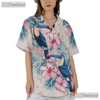 Tropical Watercolor Toucan Floral Hawaiian Tee Men Women Summer Vacation Outfit