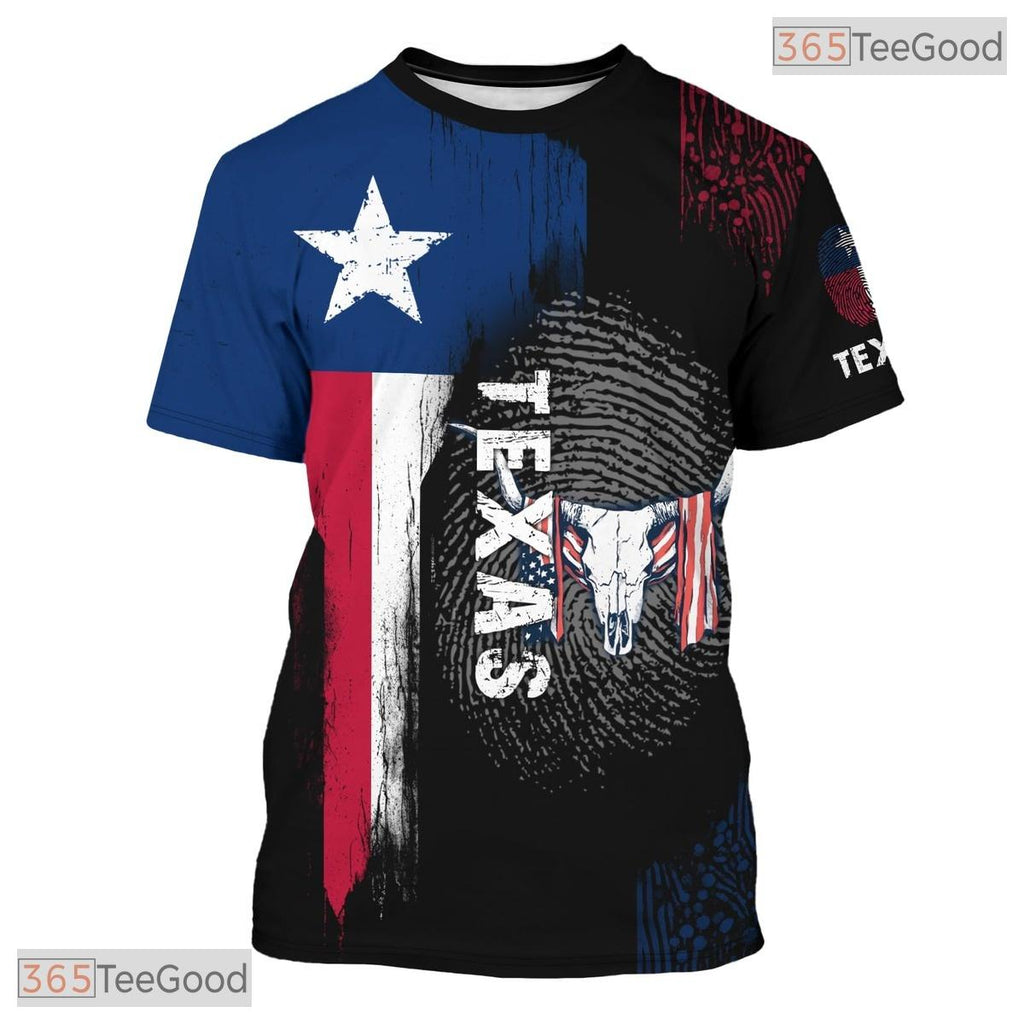 Texas State Black Novelty Graphic 3D Printed Casual Short Sleeve Unisex T-Shirt