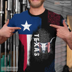 Texas State Black Novelty Graphic 3D Printed Casual Short Sleeve Unisex T-Shirt