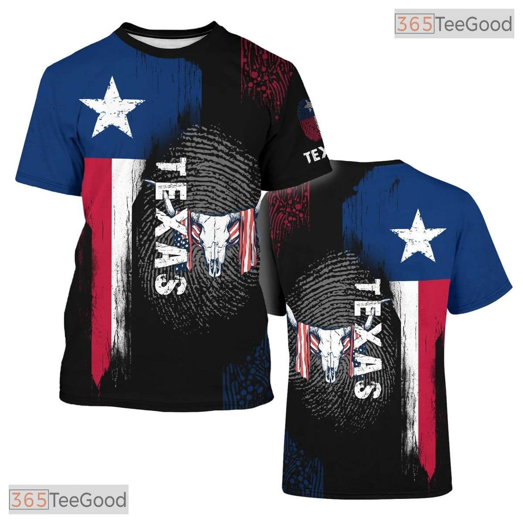 Texas State Black Novelty Graphic 3D Printed Casual Short Sleeve Unisex T-Shirt