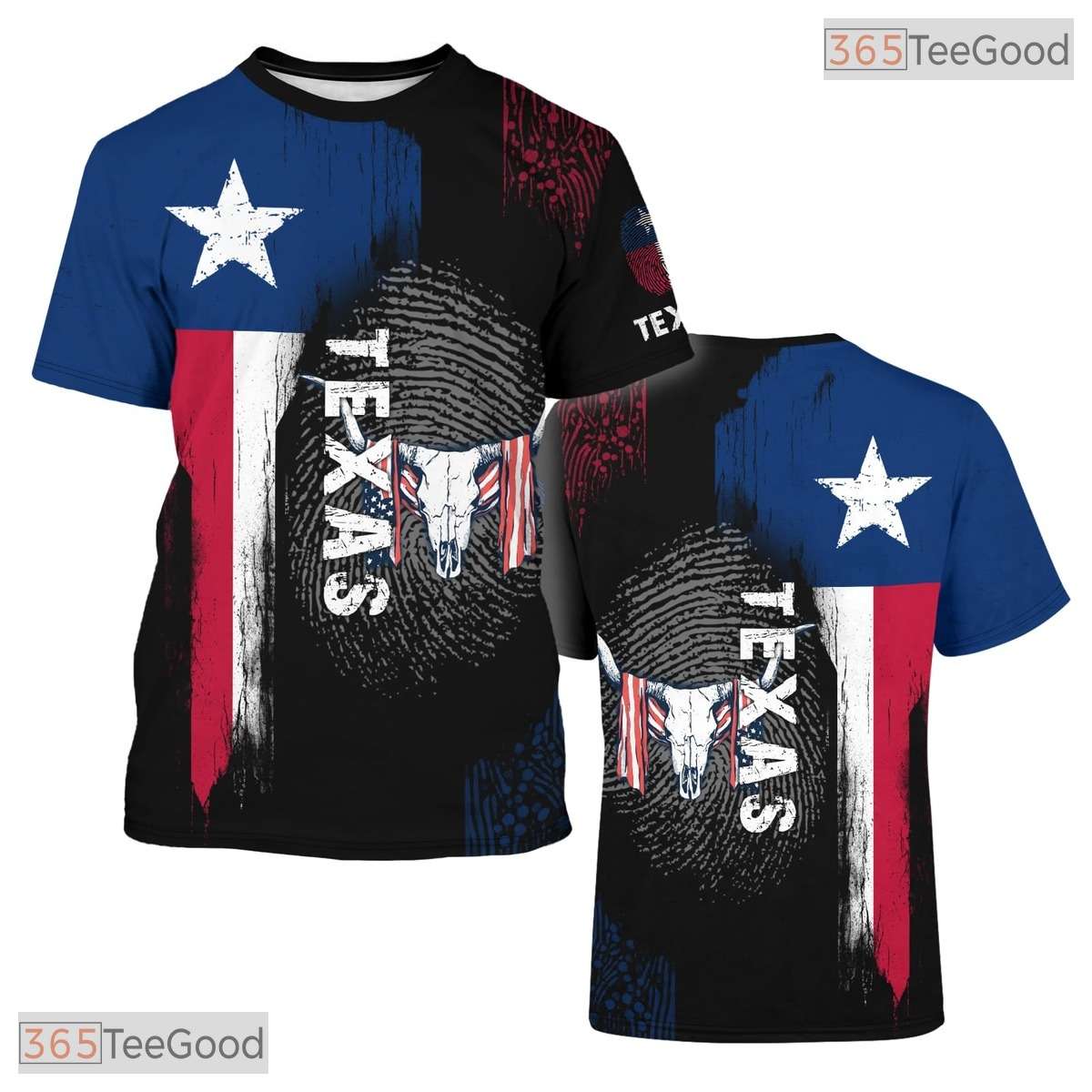 Texas State Black Novelty Graphic 3D Printed Casual Short Sleeve Unisex T-Shirt