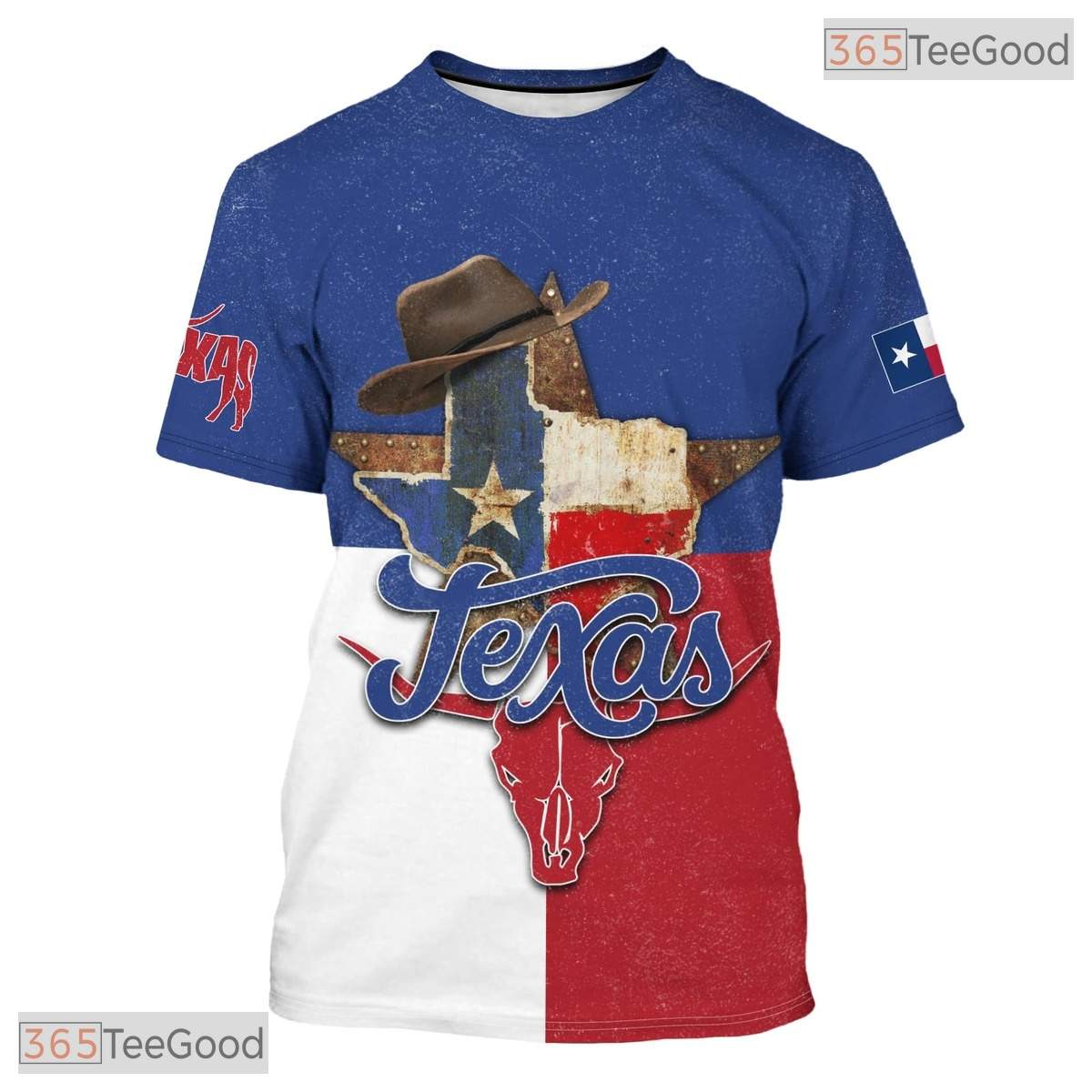 Texas State Blue Novelty Graphic 3D Printed Casual Short Sleeve Unisex Tee Shirts