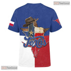 Texas State Blue Novelty Graphic 3D Printed Casual Short Sleeve Unisex Tee Shirts
