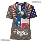Texas State Camo Novelty Graphic 3D Printed Casual Short Sleeve Unisex Tee Shirts