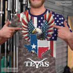 Texas State Camo Novelty Graphic 3D Printed Casual Short Sleeve Unisex Tee Shirts