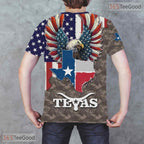 Texas State Camo Novelty Graphic 3D Printed Casual Short Sleeve Unisex Tee Shirts