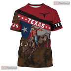 Texas State Red Novelty Graphic 3D Printed Casual Short Sleeve Unisex Tee Styles